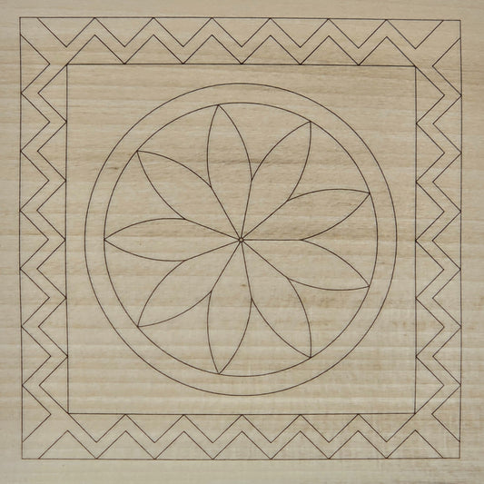 Kerbschnitzrohling 12 x 12 cm mit Mustern