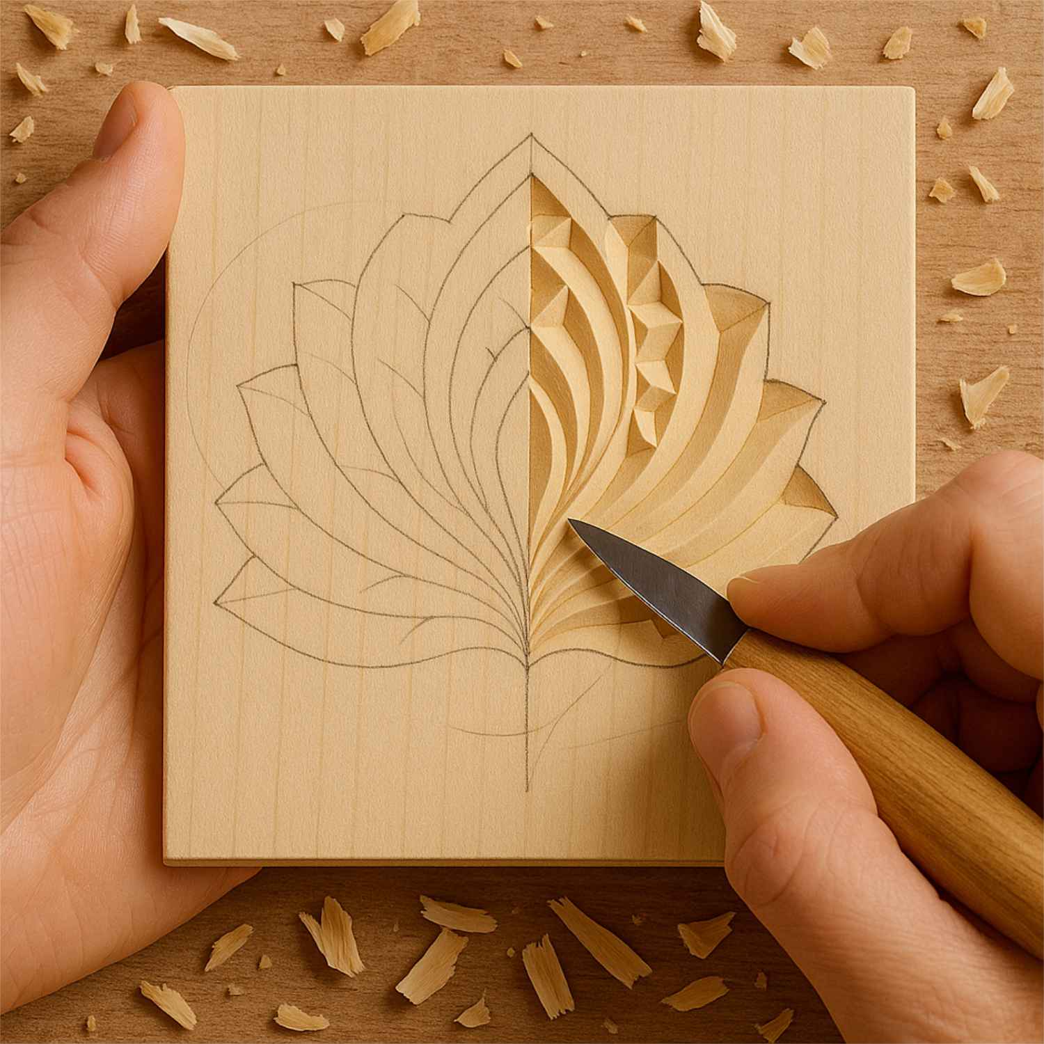 Grezzo da intaglio 12 x 12 cm con motivo