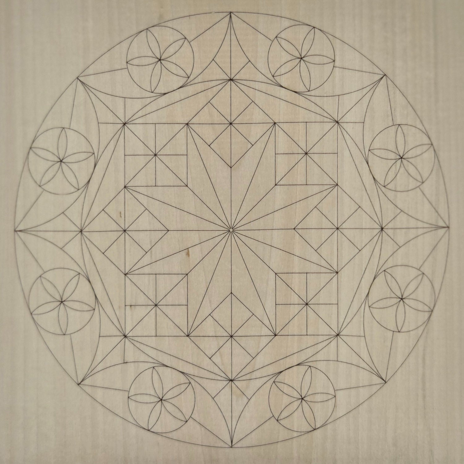 Carving blank 20 x 20 cm with patterns