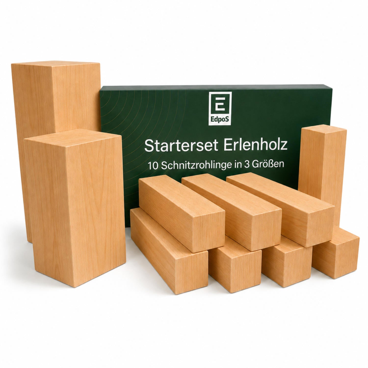 EdpaS Starterset Erlenholz – 10 Stück in 3 Größen