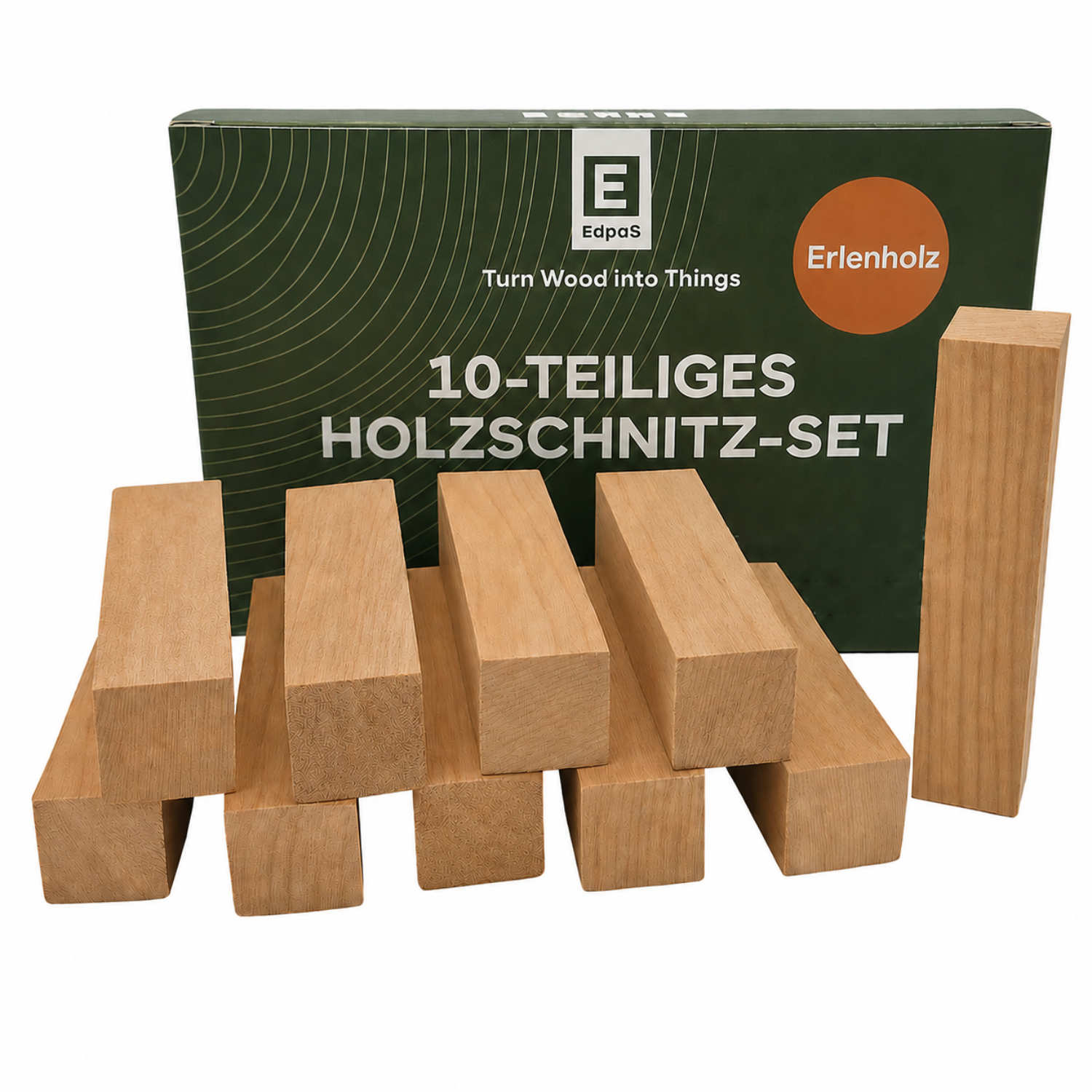 Alder wood 10 pcs wooden blocks with carving templates and instructional videos
