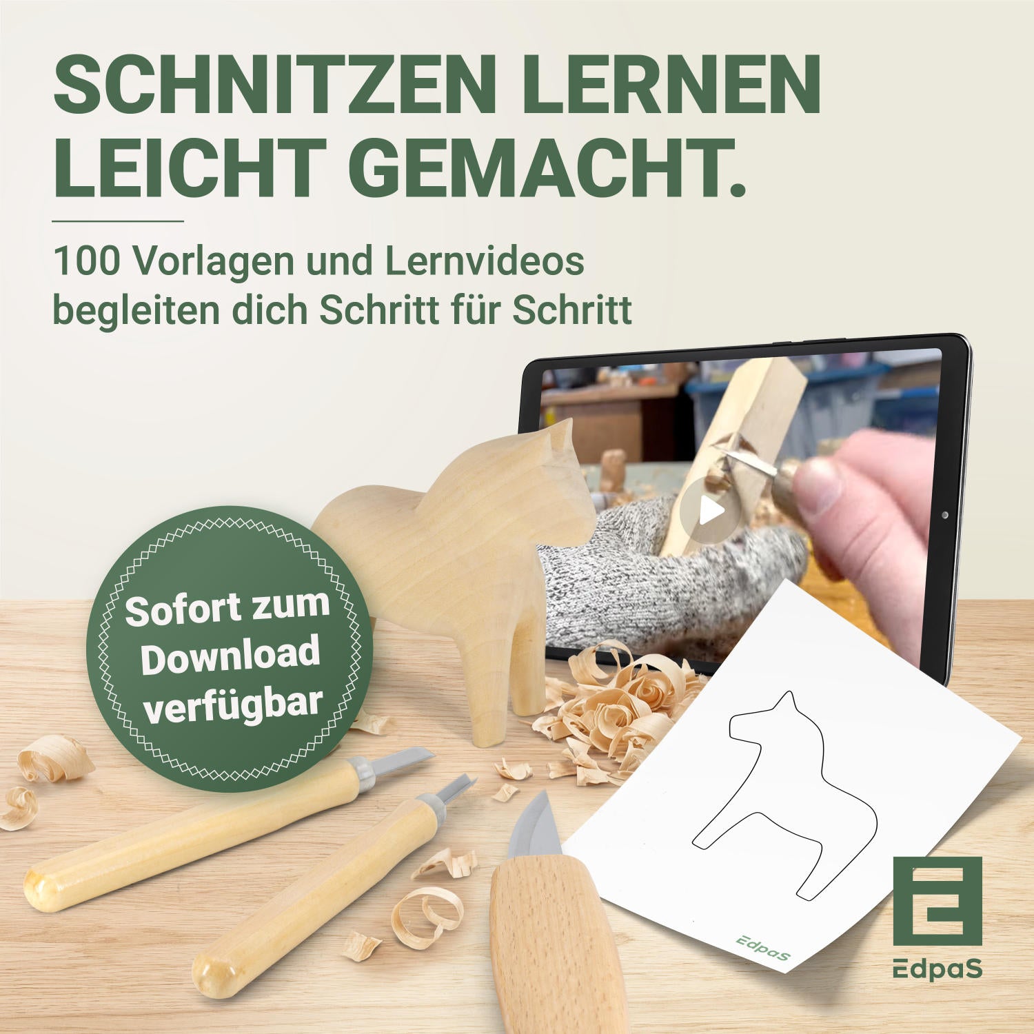 17-piece carving knife set with blank, glove & instructions
