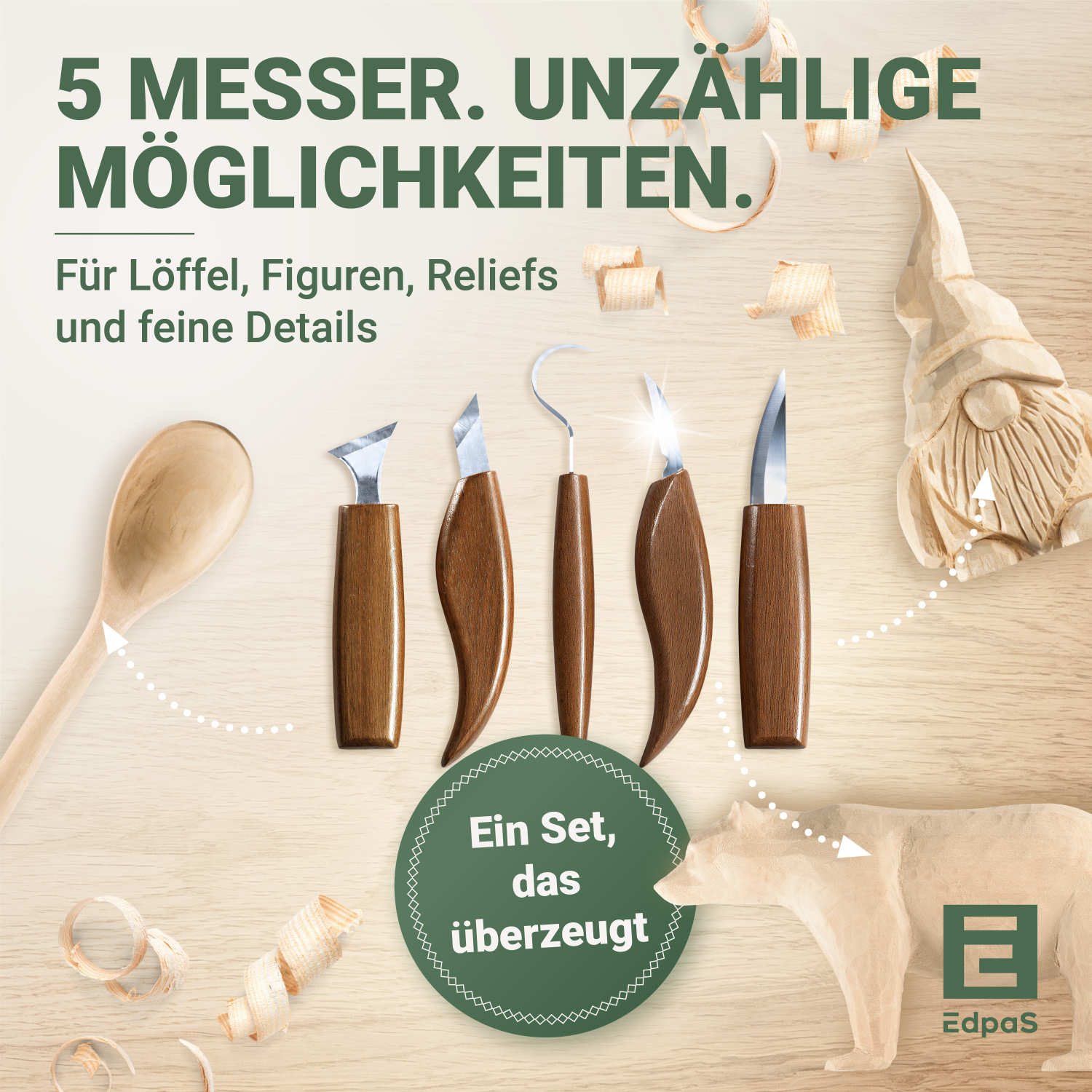 Schnitzwerkzeug 9-teiliges Holzschnitzset für Kinder und Erwachsene