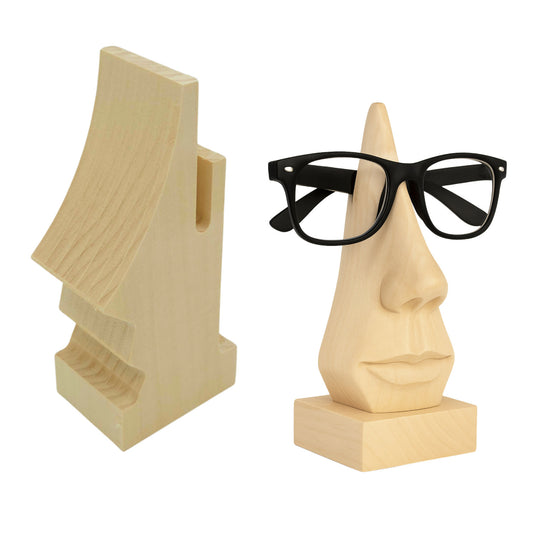 Schnitzrohling Brillenhalter „Nase“ (15 x 6,5 x 5 cm)
