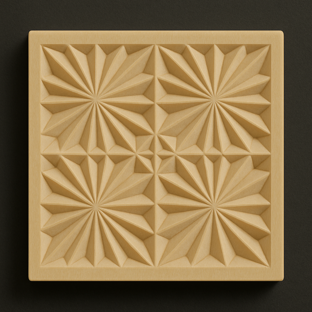 Kerbschnitzrohling 12 x 12 cm mit Mustern