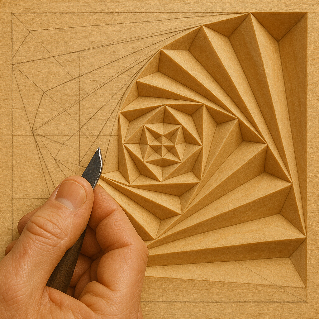 Kerbschnitzrohling 12 x 12 cm mit Mustern