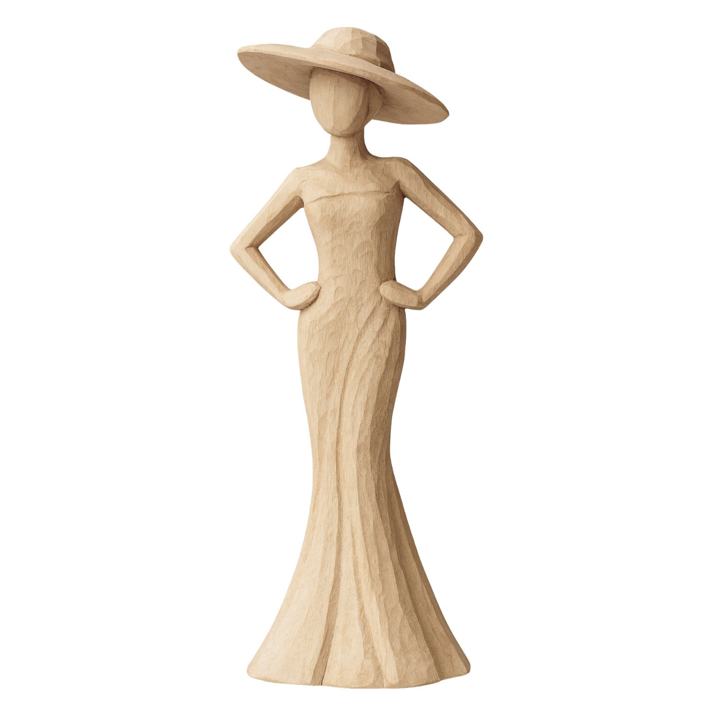 Schnitzrohling „Elegante Dame mit Hut“ (25 x 11 x 5 cm)