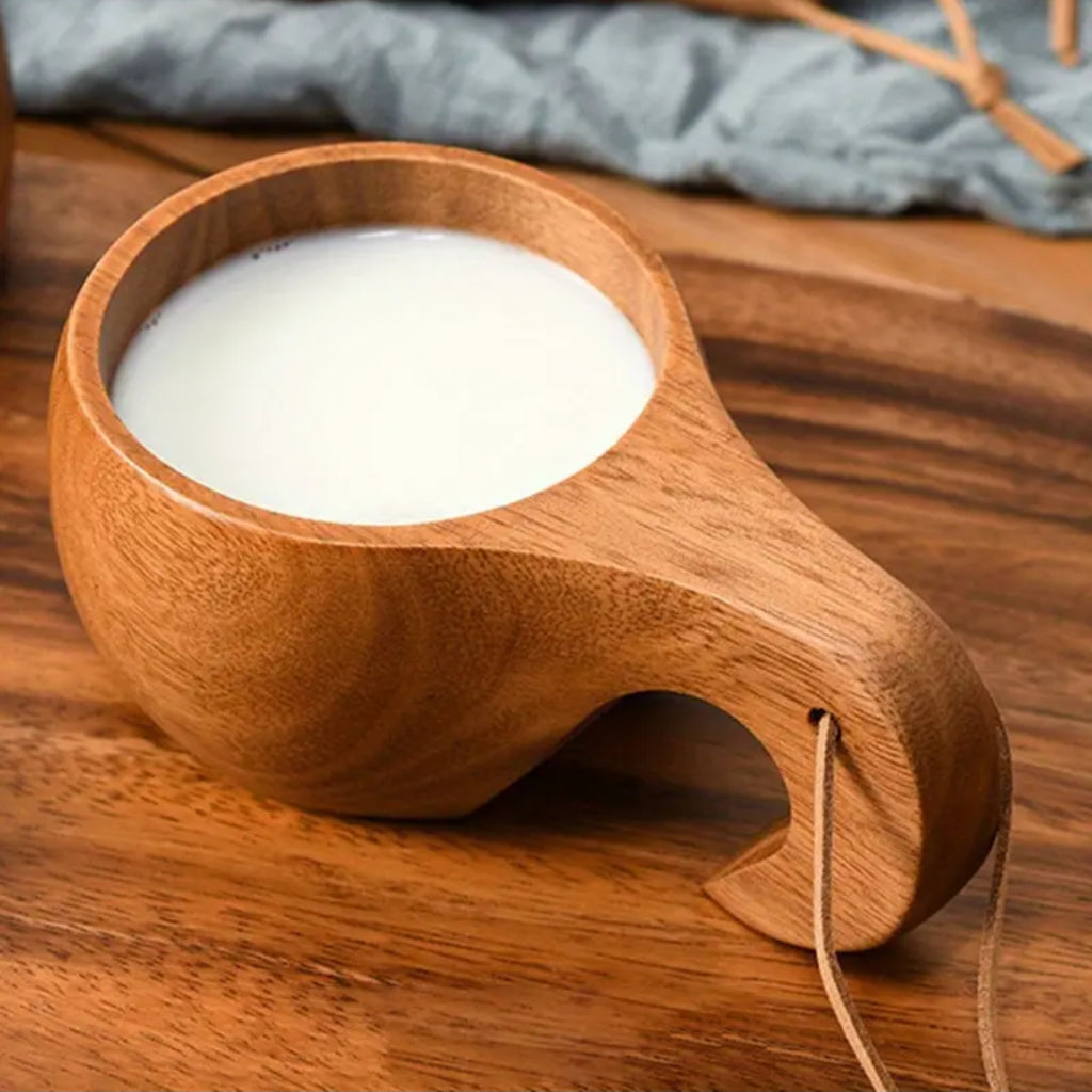 Kuksa: Handmade wooden milk cup made from acacia wood