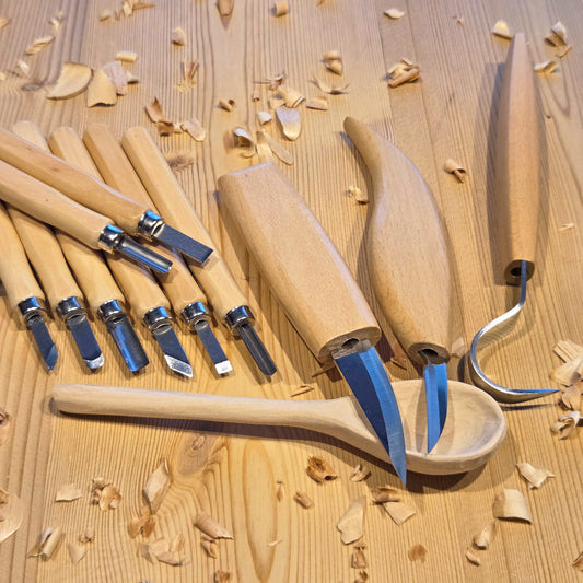 Schnitzmesser-Set 17-tlg. mit Rohling, Handschuh & Anleitung