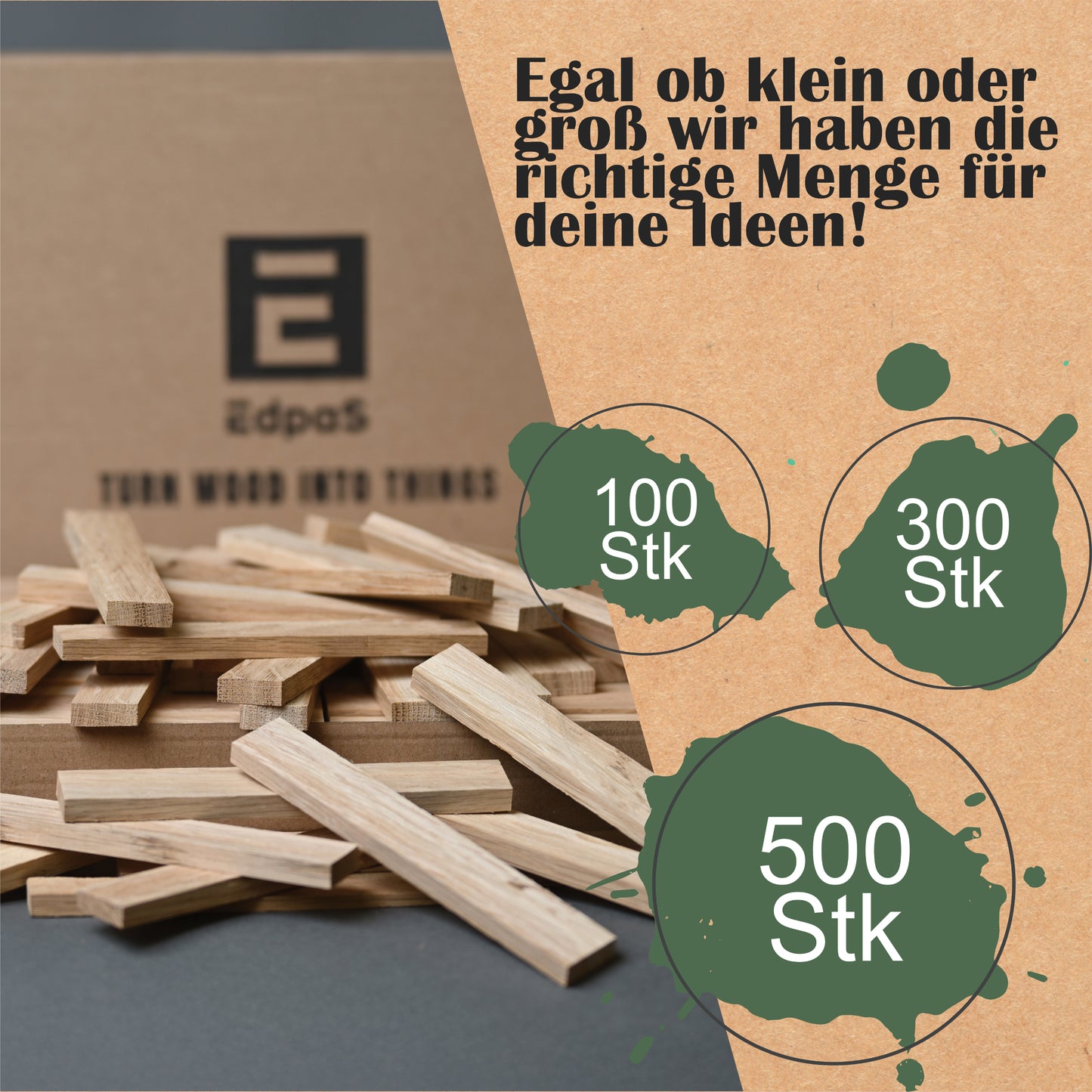 Eiche Klötzchen 22 x 8 x 160 mm