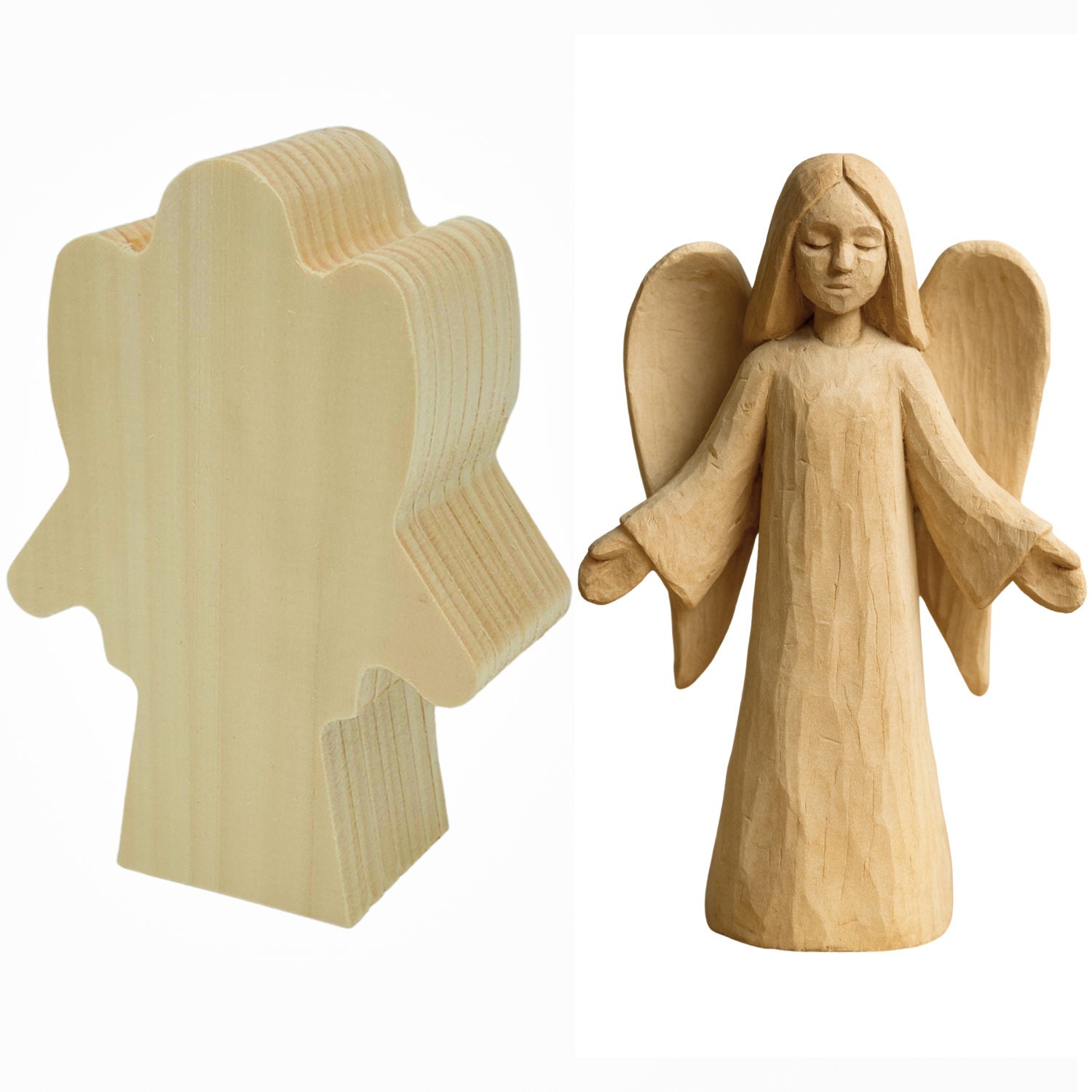 Schnitzrohling „Engel Angelina“ | 15 × 10 × 5 cm