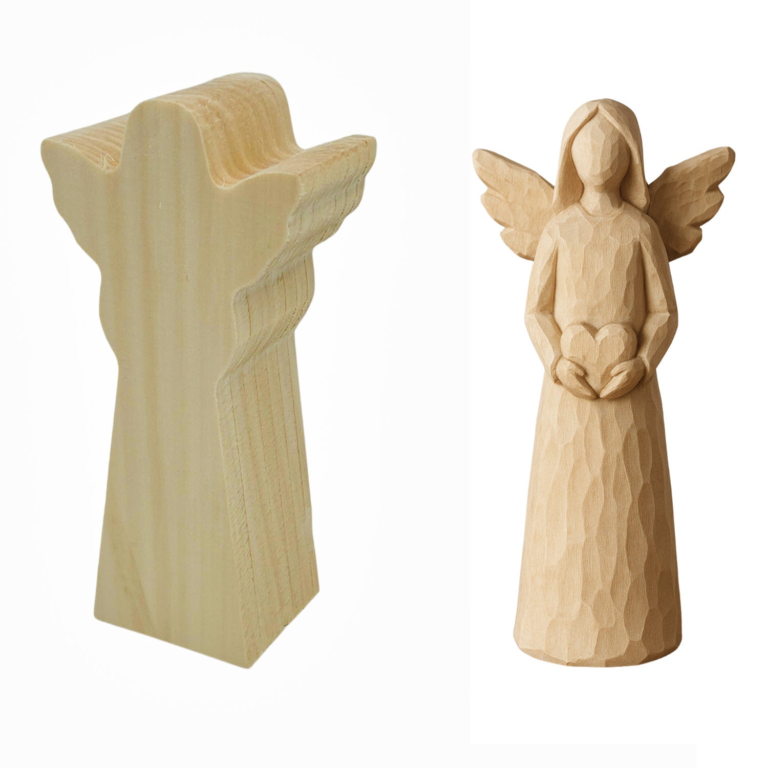 Schnitzrohling „Engel Mira“ | 15 × 8 × 5 cm