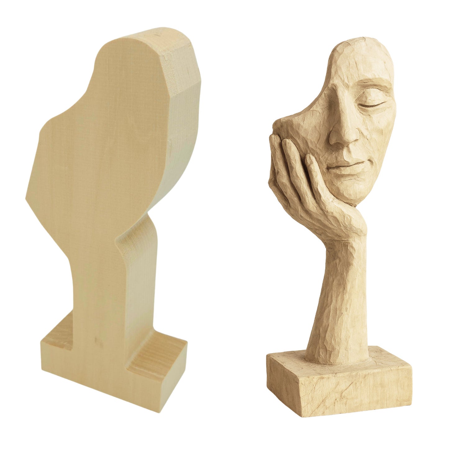 Schnitzrohling „Hand mit Gesicht“ (24 x 9 x 5 cm)