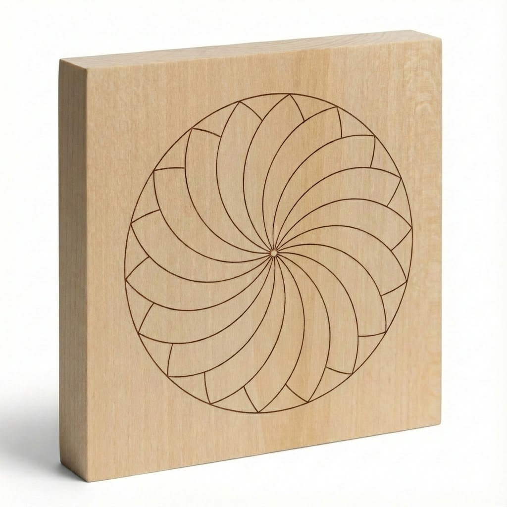 Chip carving blank 12 x 12 cm with patterns