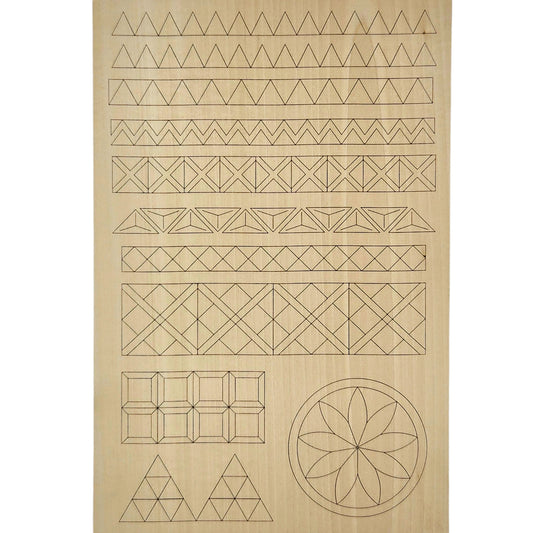 Kerbschnitzrohling 30 x 20 cm mit Mustern