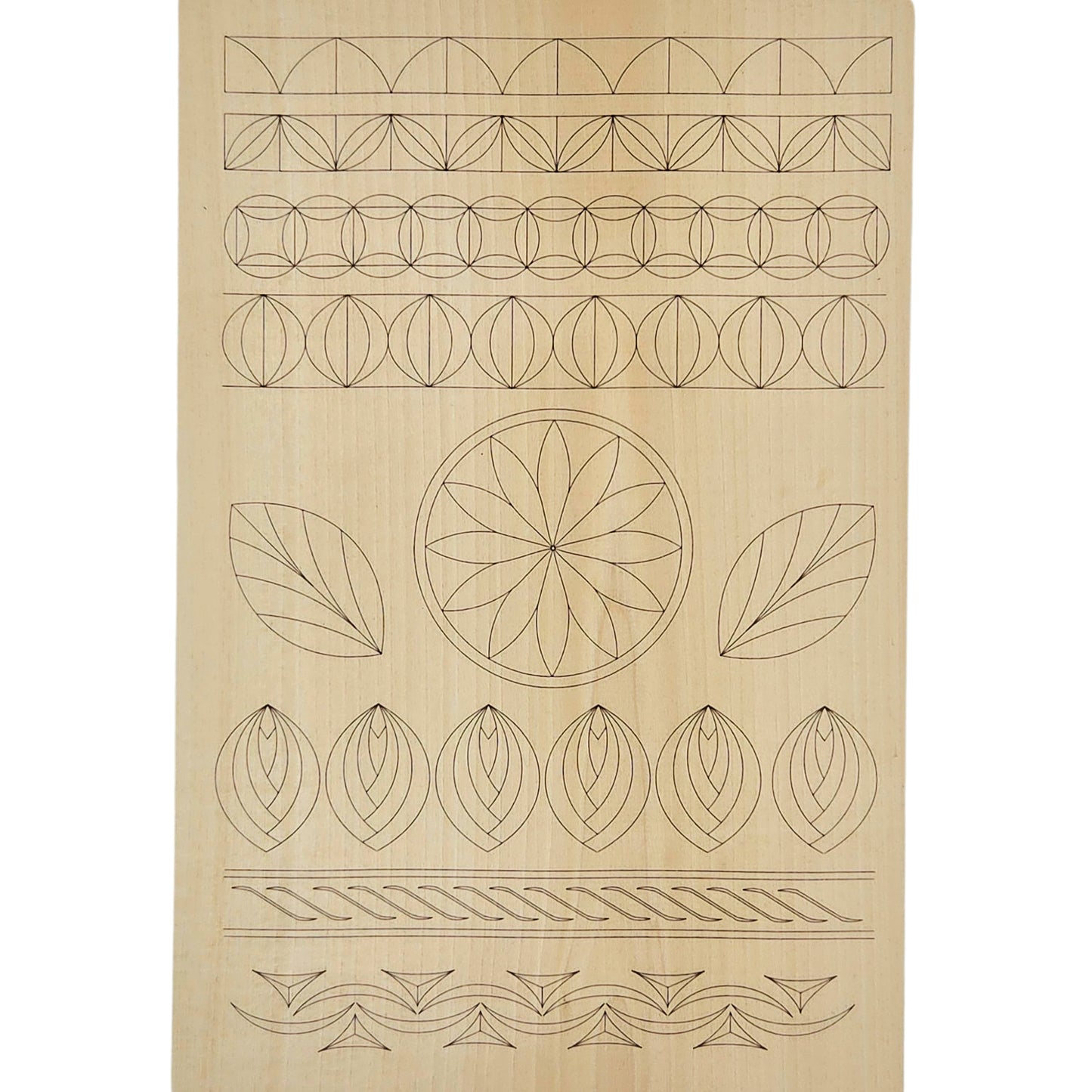 Kerbschnitzrohling 30 x 20 cm mit Mustern