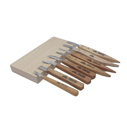 STUBAI Kerbschnitzmesser SET 8-teilig mit Rolltasche