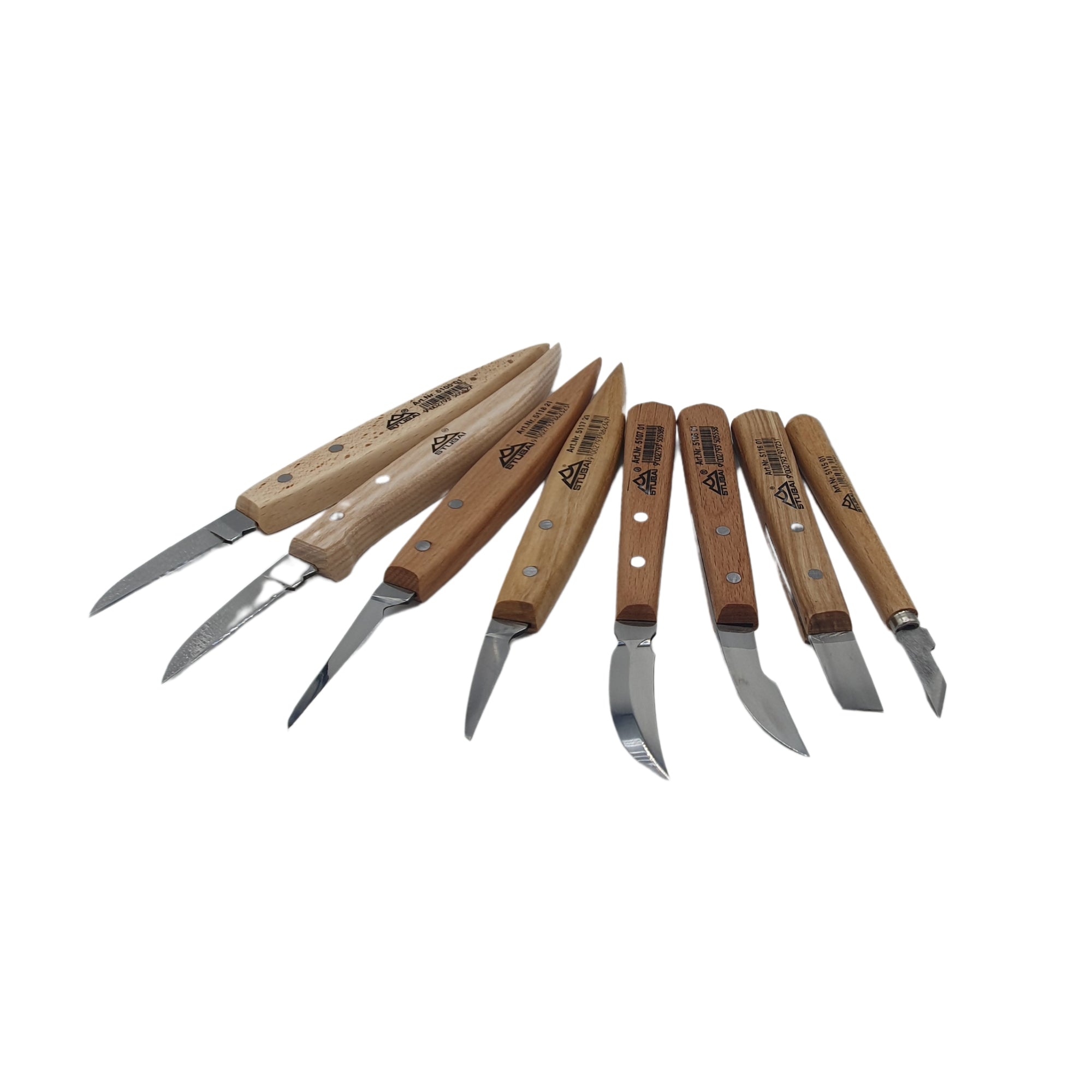 STUBAI Kerbschnitzmesser SET 8-teilig mit Rolltasche