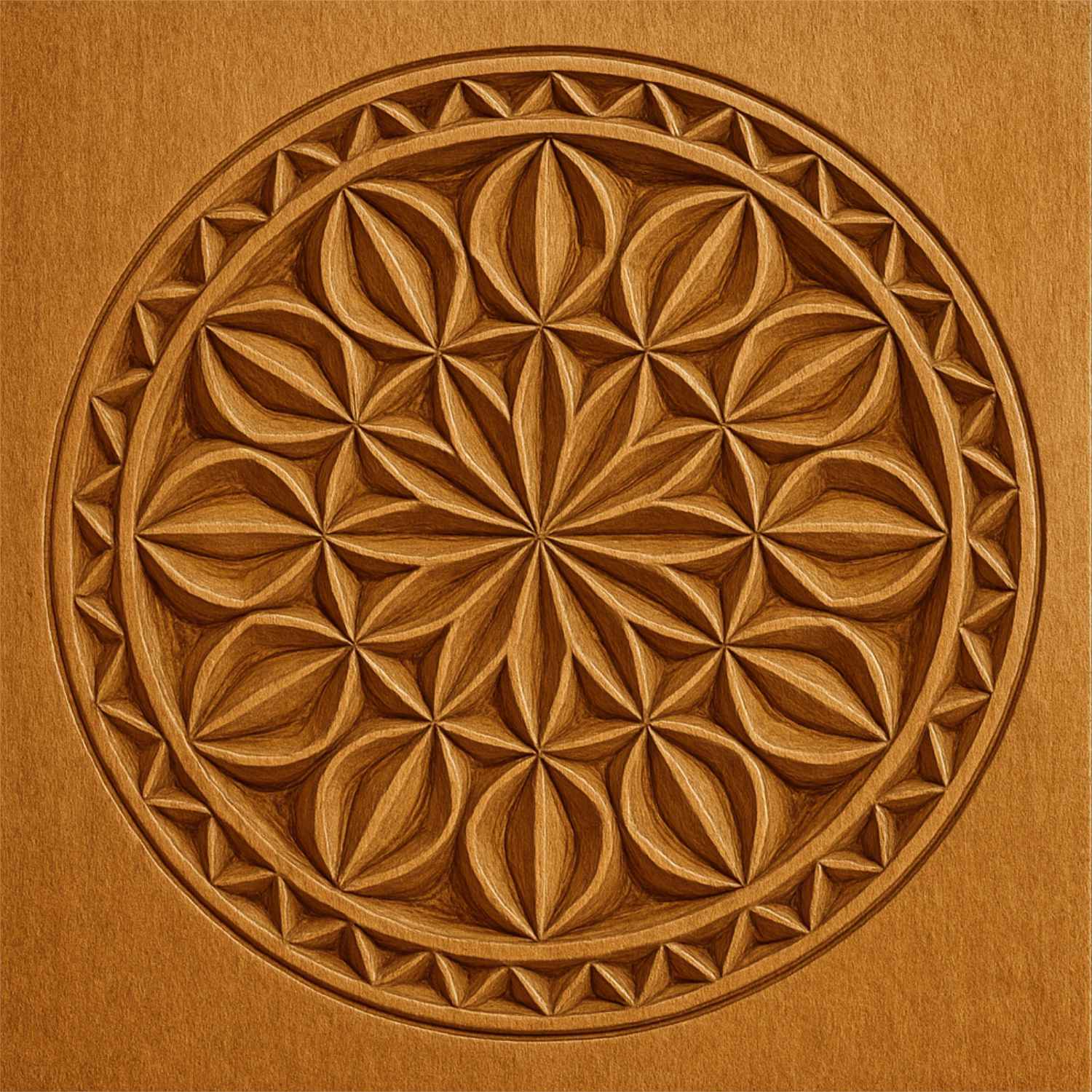 Carving blank 20 x 20 cm with patterns