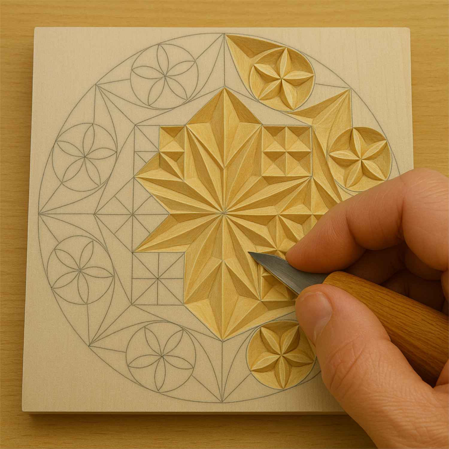 Intaglio grezzo 20 x 20 cm con motivi