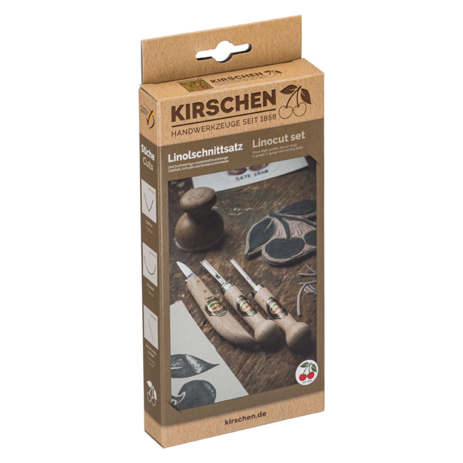 Kirschen Linolschnittsatz 3-teilig