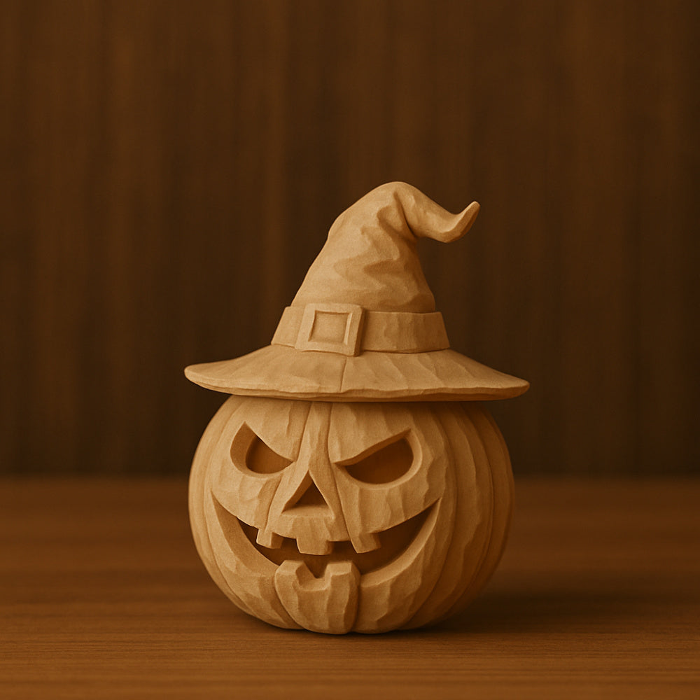 Halloween – Holz Kürbis mit Hut