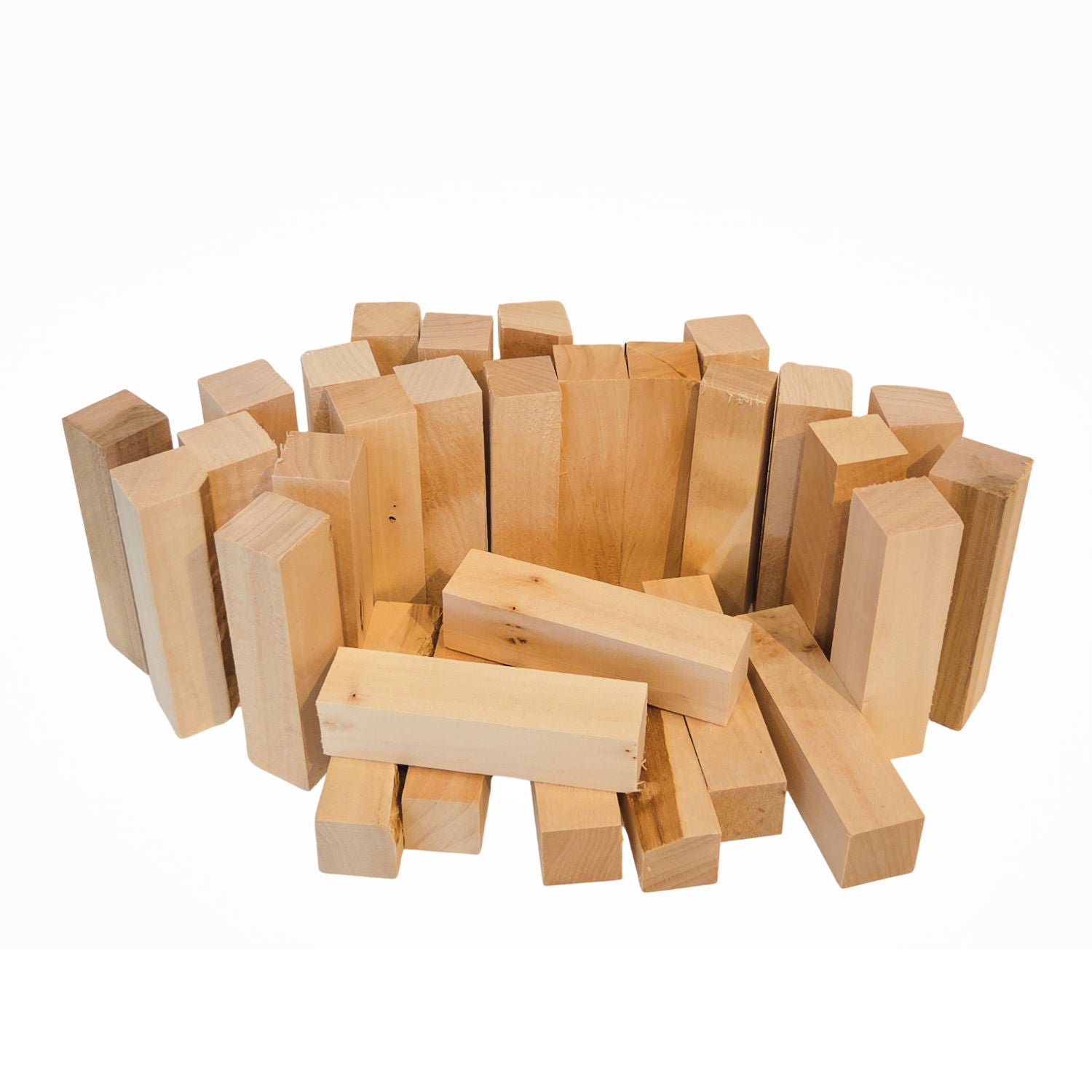 Lindenholz Klötze – B-Ware – 30 Stück (10 x 2,5 x 2,5 cm)