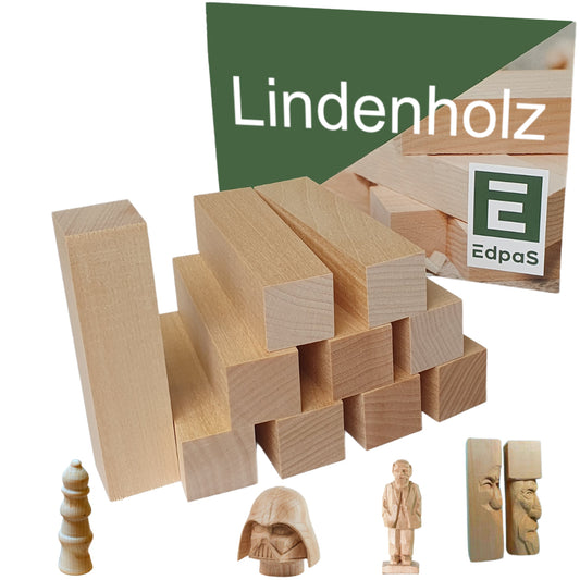 Lindenholz 10 Stk Holzblöcke mit Schnitzvorlage