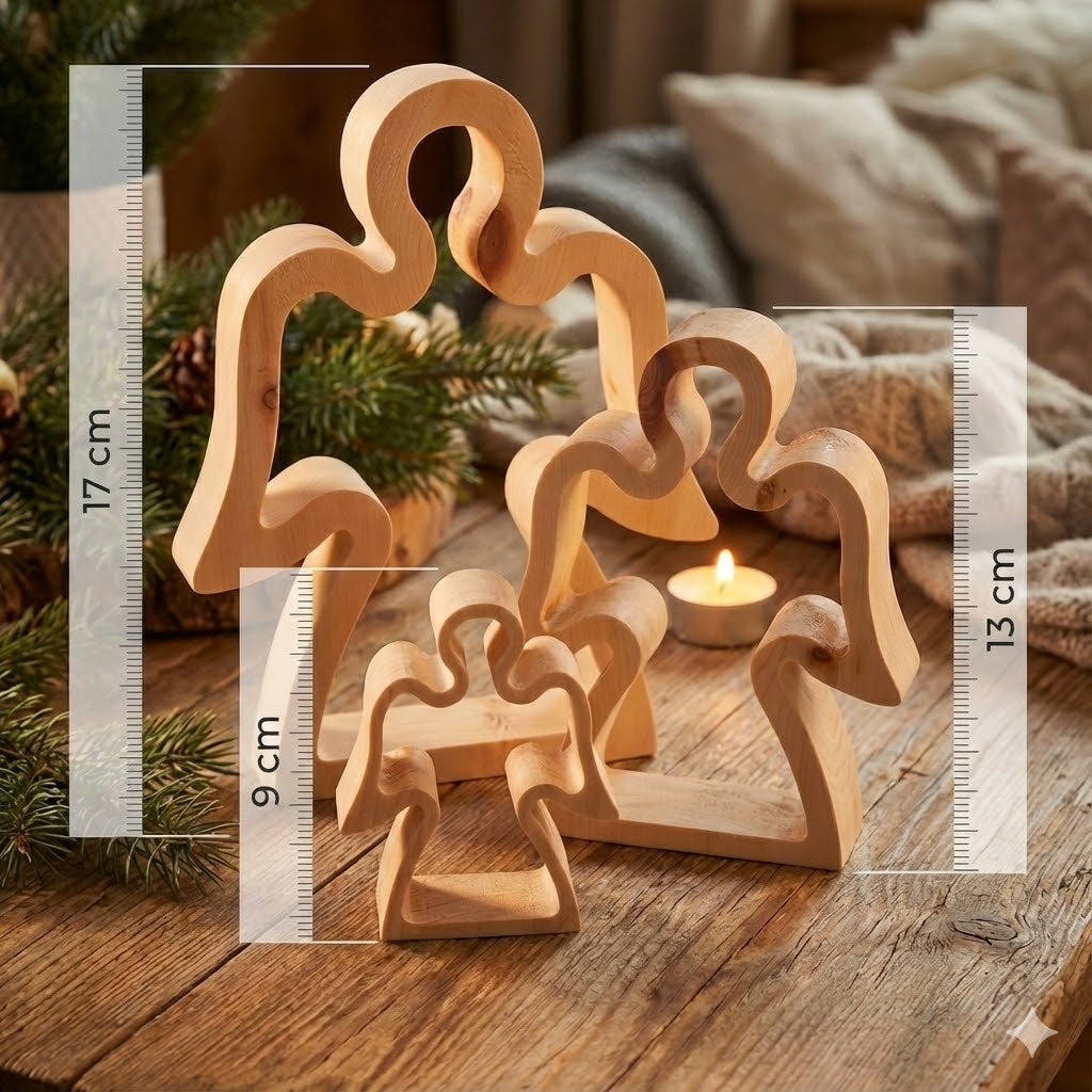 Angelo custode in legno di pino cembro