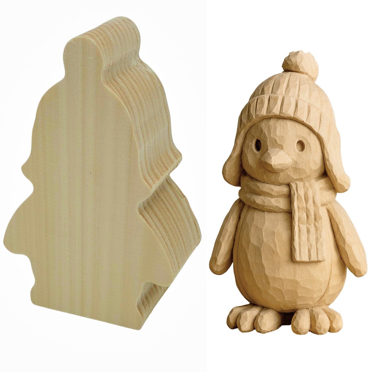 Schnitzrohling „Pinguin Fridolin“ | 15 × 10 × 5 cm