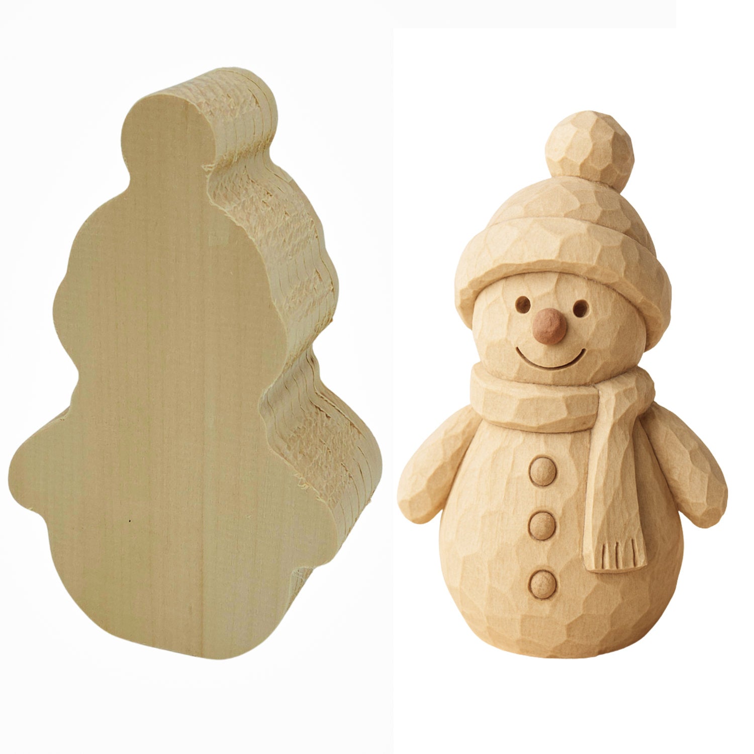 Schnitzrohling „Winterfreund Schneemann“ | 14,5 × 10 × 5 cm