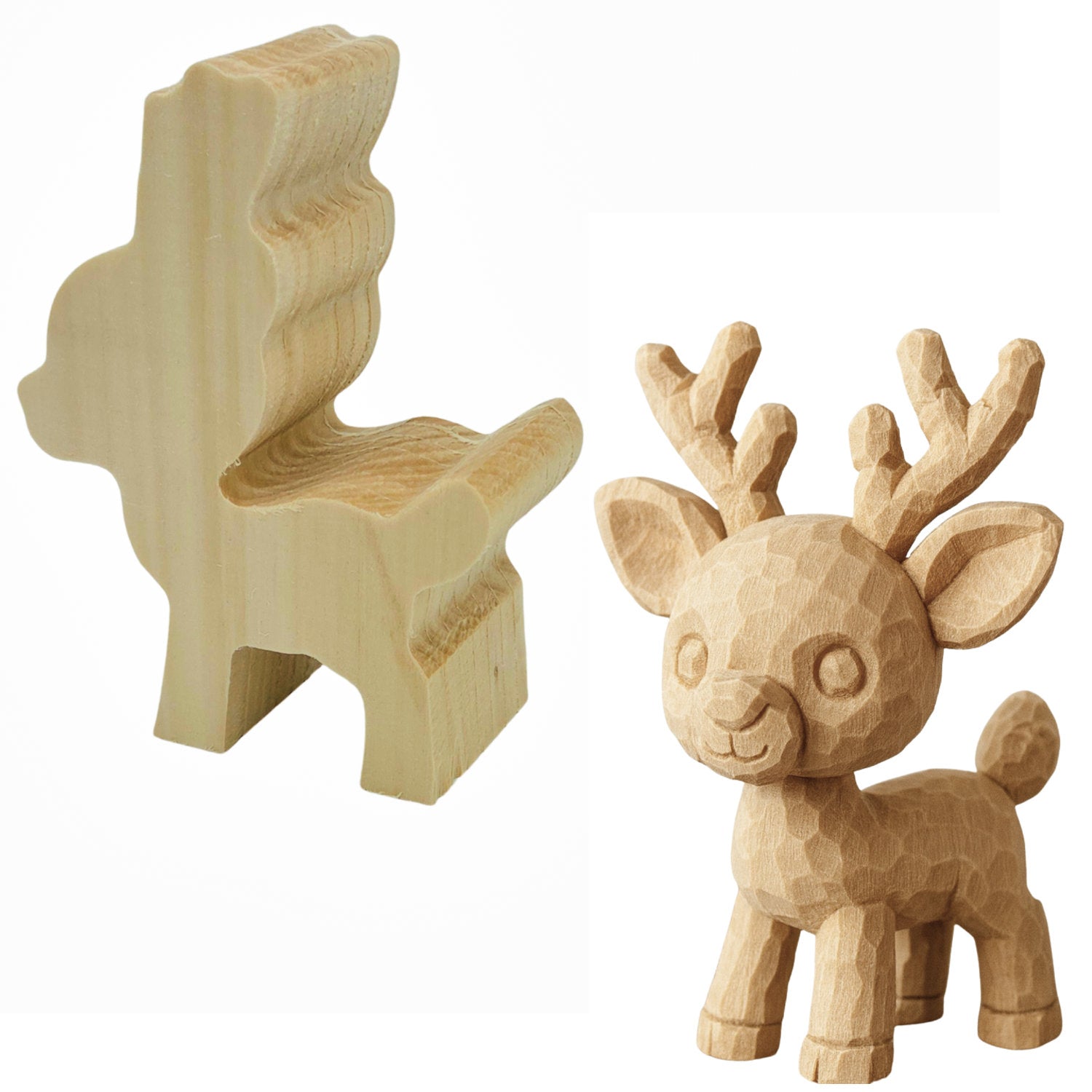 Schnitzrohling „Rentier“ | 14 × 10 × 5 cm
