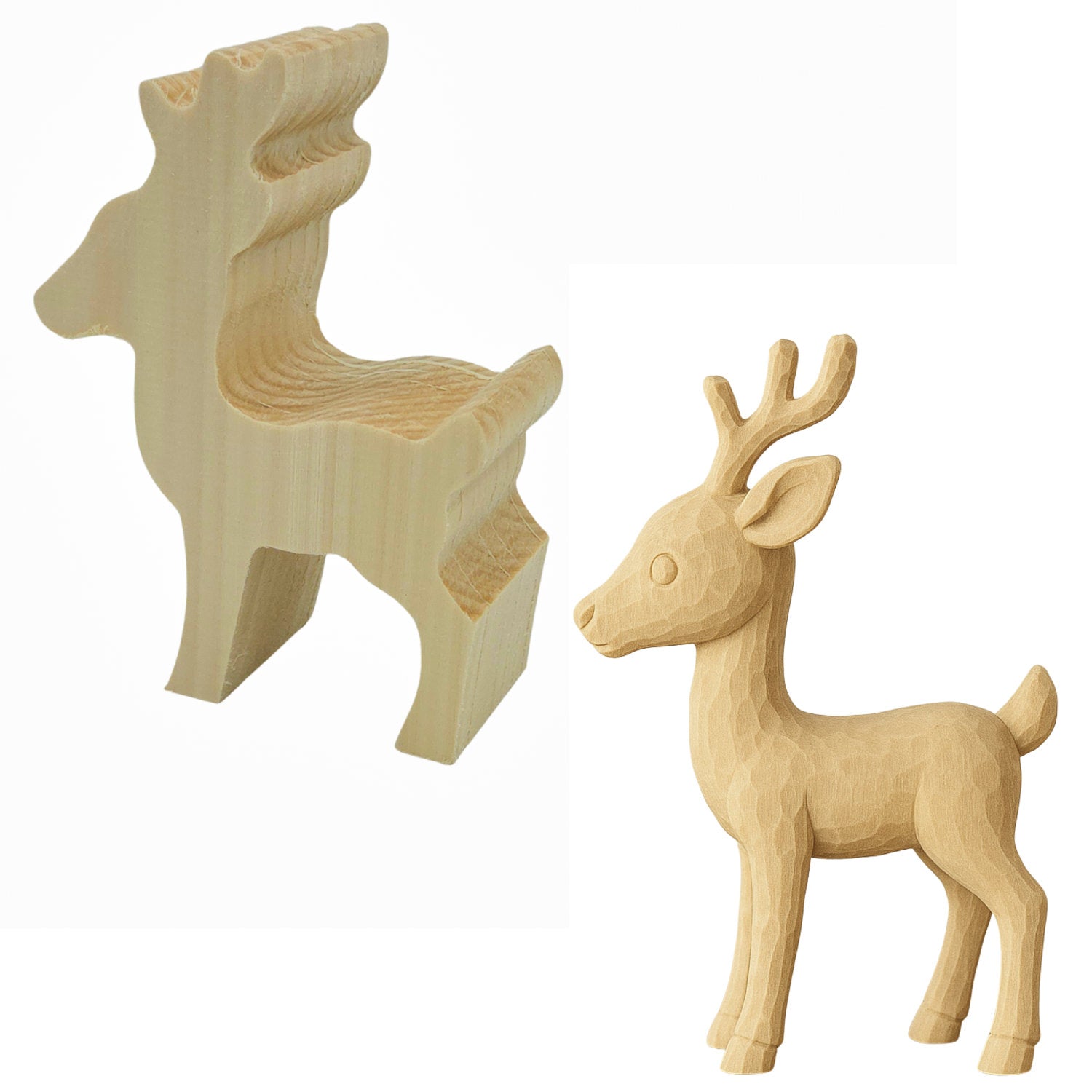 Schnitzrohling „Winterhirsch“ | 15 × 11 × 5 cm
