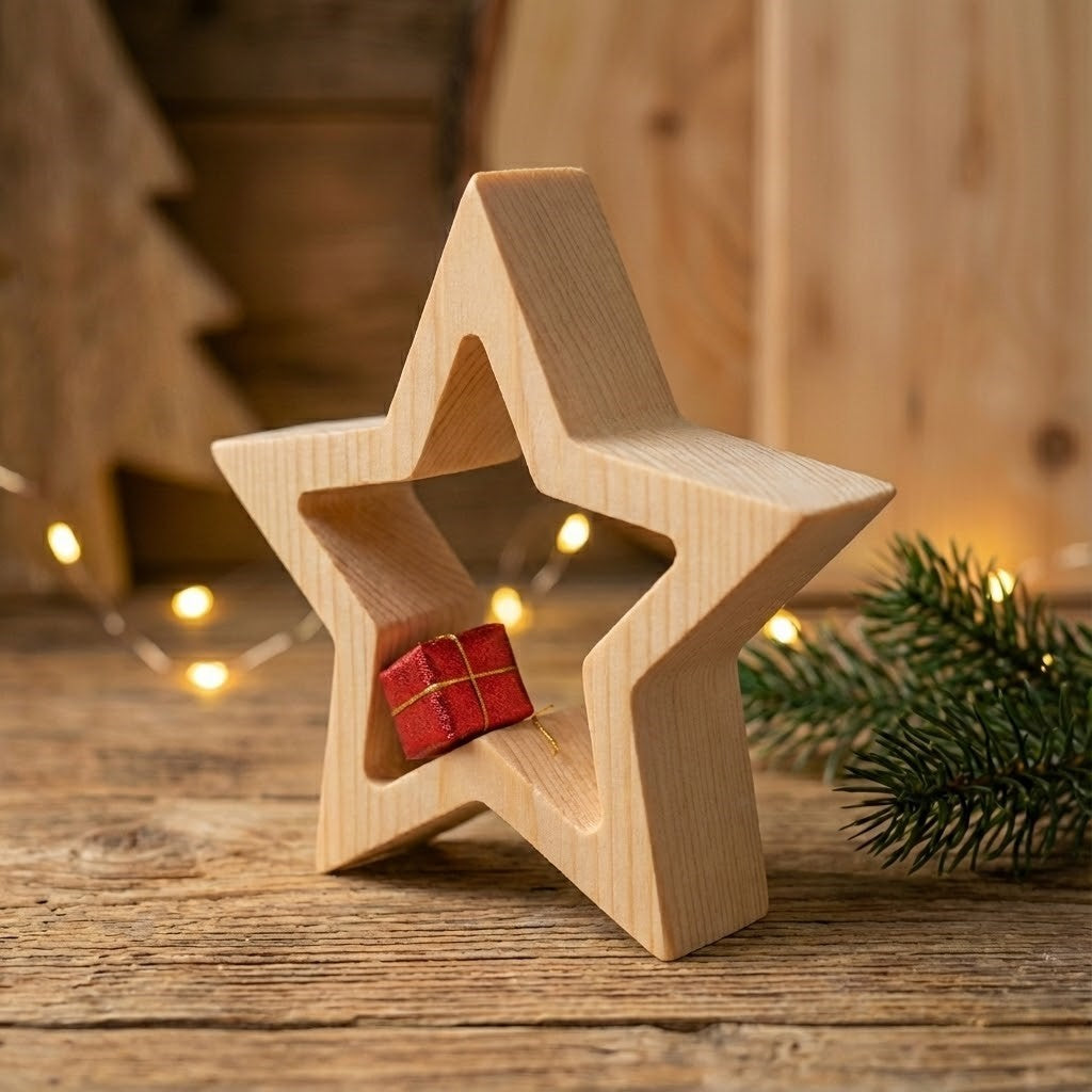 Swiss pine wood star 19 cm