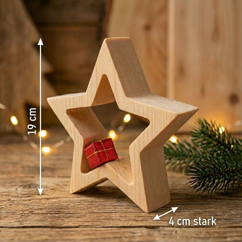 Swiss pine wood star 19 cm