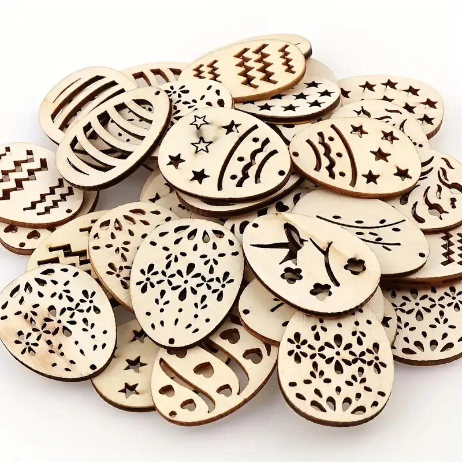 50 Stück Holz-Ostereier – Kreative Deko für Ostern