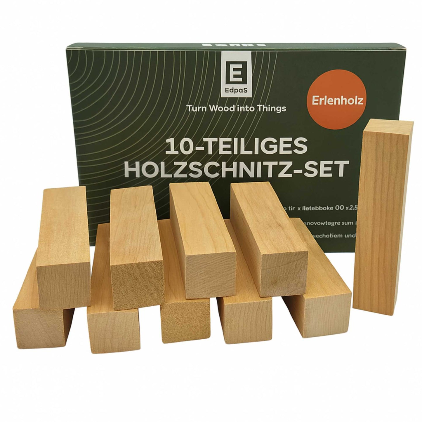 Erlenholz 10 Stk Holzblöcke mit Schnitzvorlagen und Lernvideos