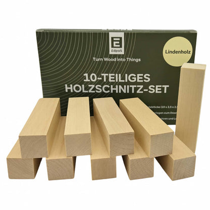 Lindenholz 10 Stk Holzblöcke mit Schnitzvorlagen und Lernvideos