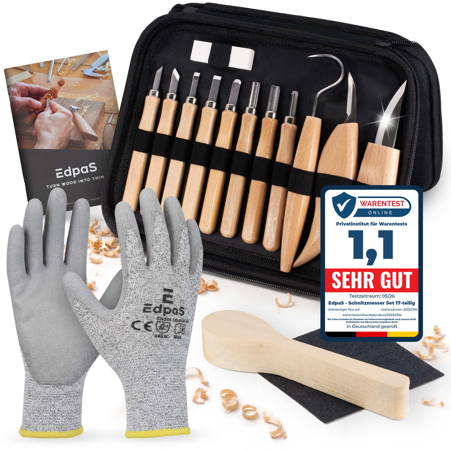 17-piece carving knife set with blank, glove &amp; instructions
