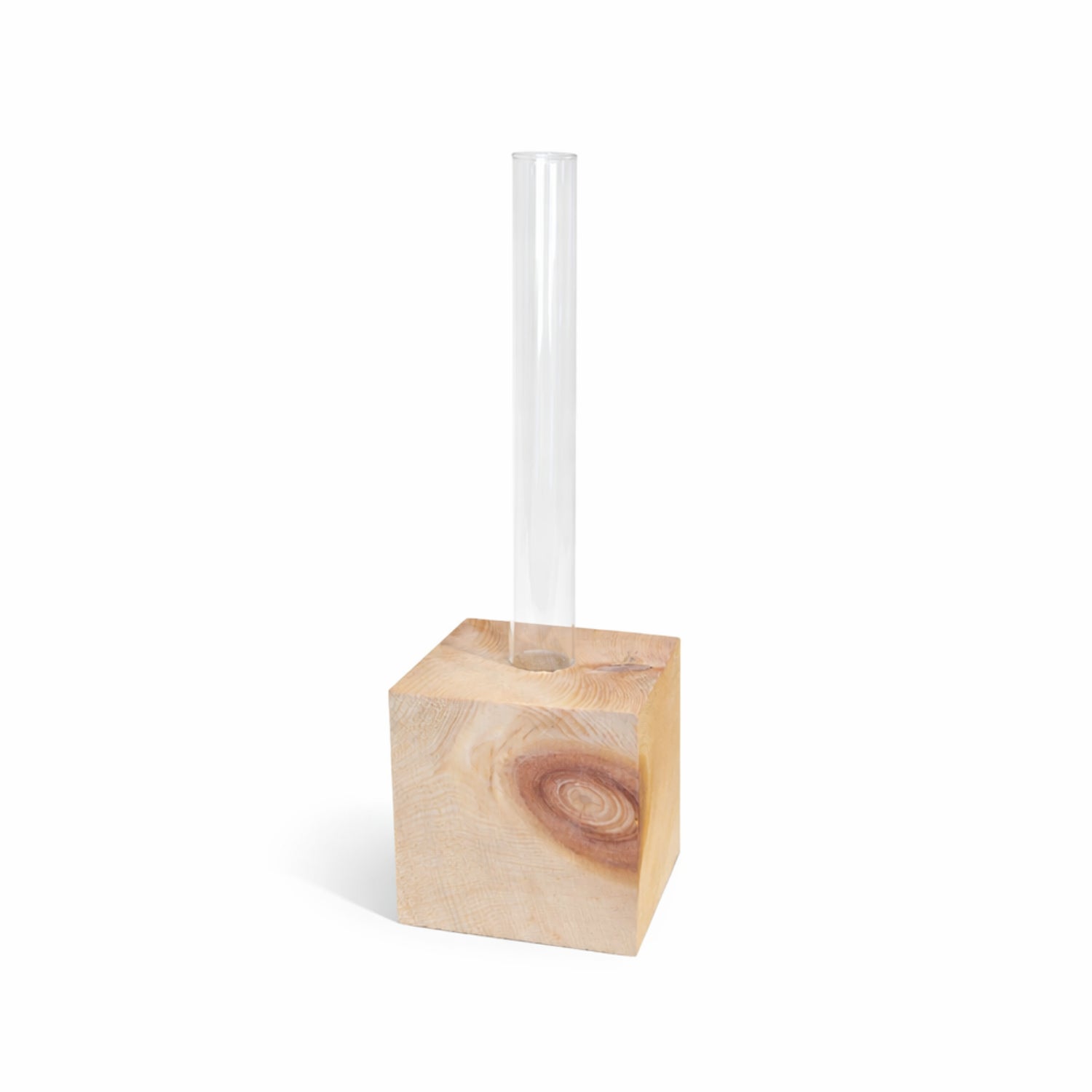 Blocco di legno di pino cembro con tubo di vetro - decorazione