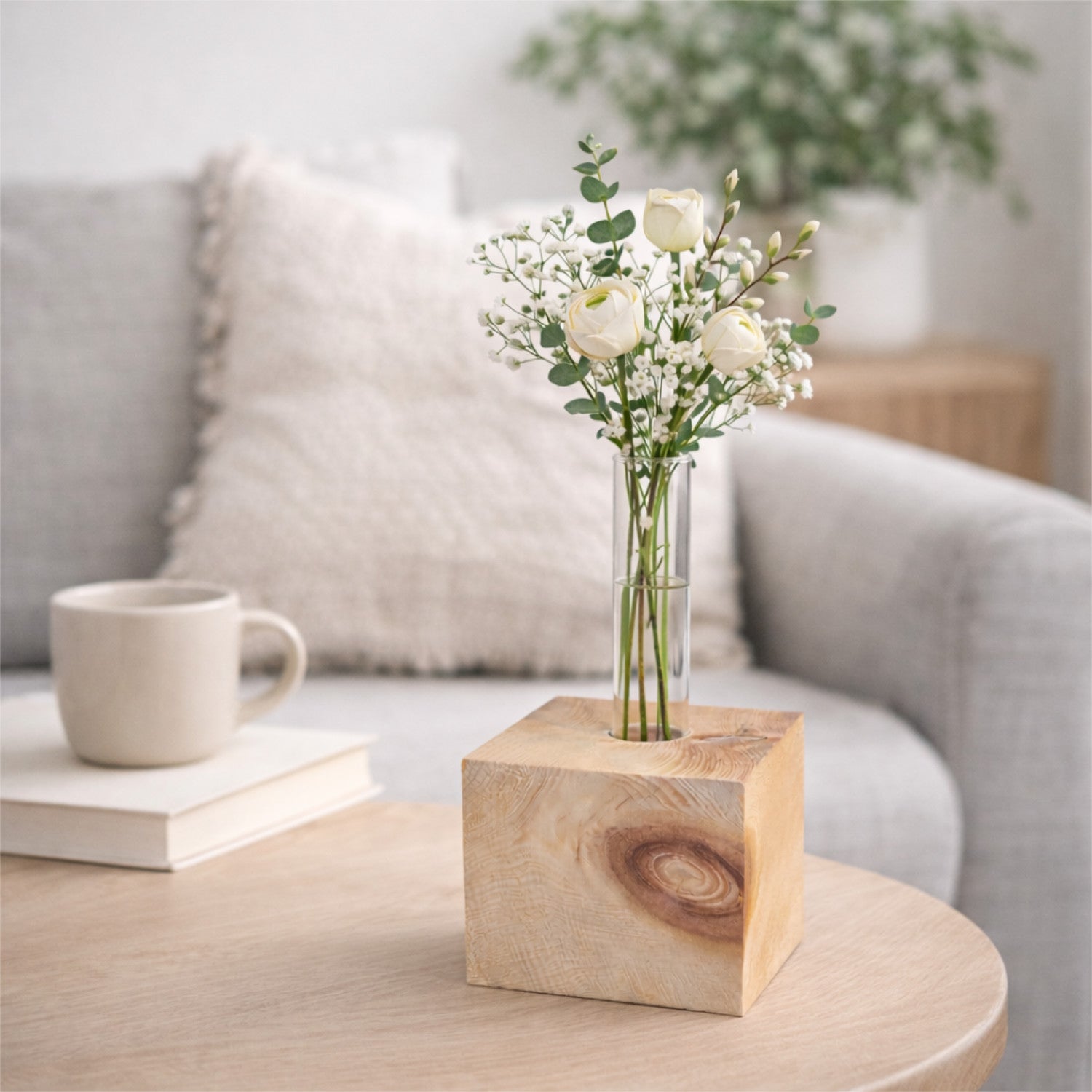 Blocco di legno di pino cembro con tubo di vetro - decorazione
