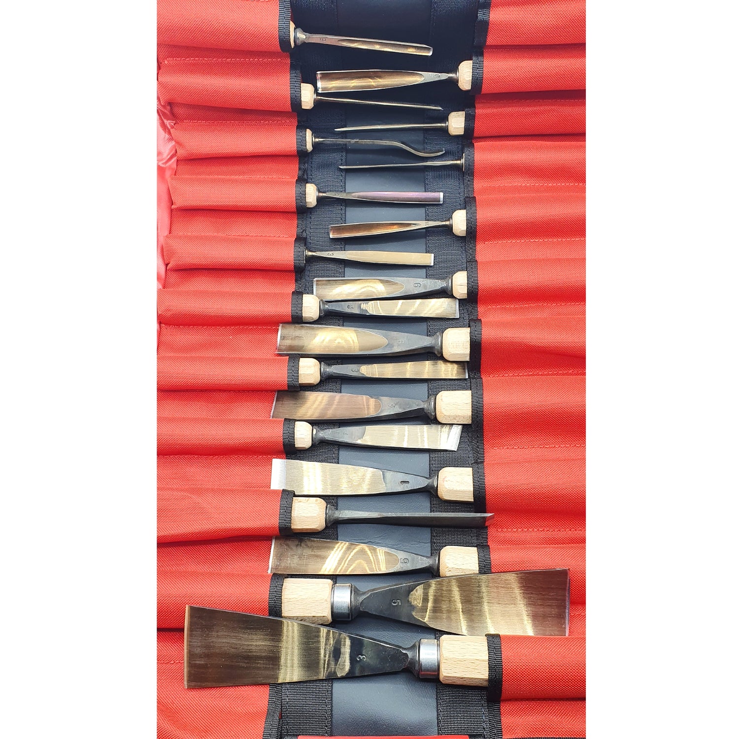 STUBAI Chisel Set, 20-piece, with Roll-Up Bag 