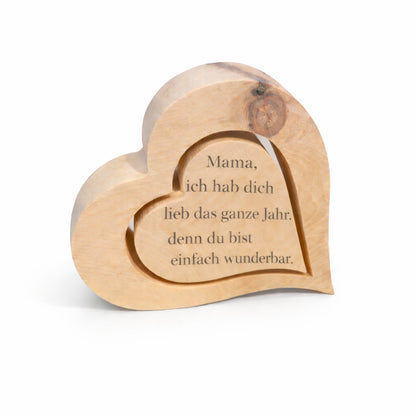 Zirbenholz Herz – Dekoherz aus Zirbe 19 cm