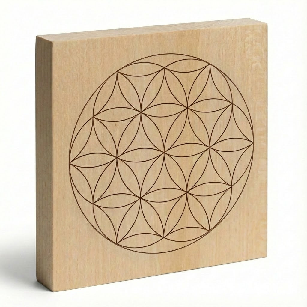 Chip carving blank 12 x 12 cm with patterns