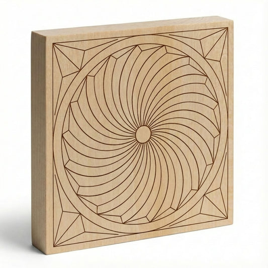 Kerbschnitzrohling 12 x 12 cm mit Mustern