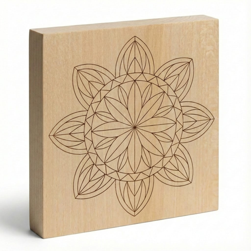 Carving blank 20 x 20 cm with patterns