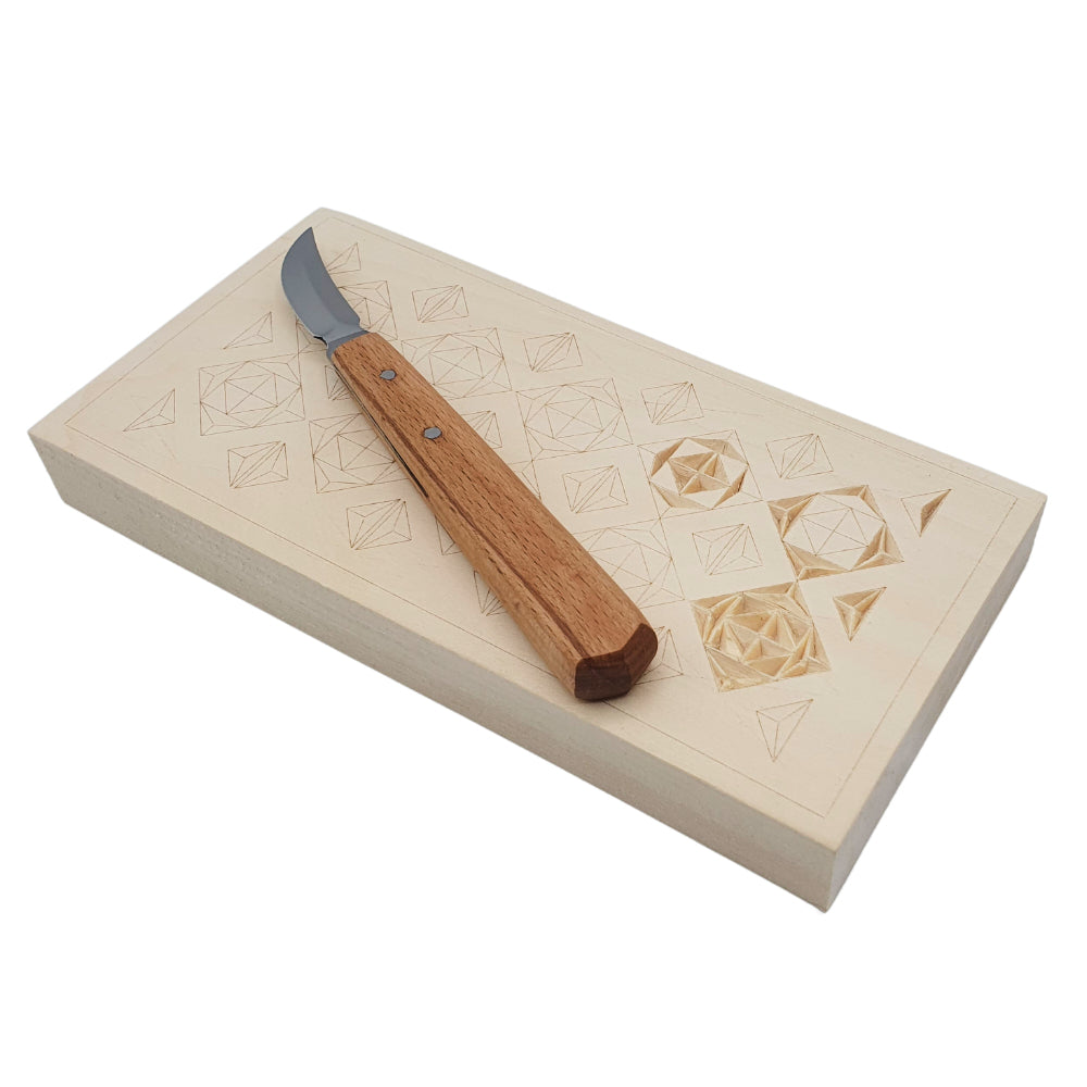Chip carving blank 20 cm - with patterns for chip carving