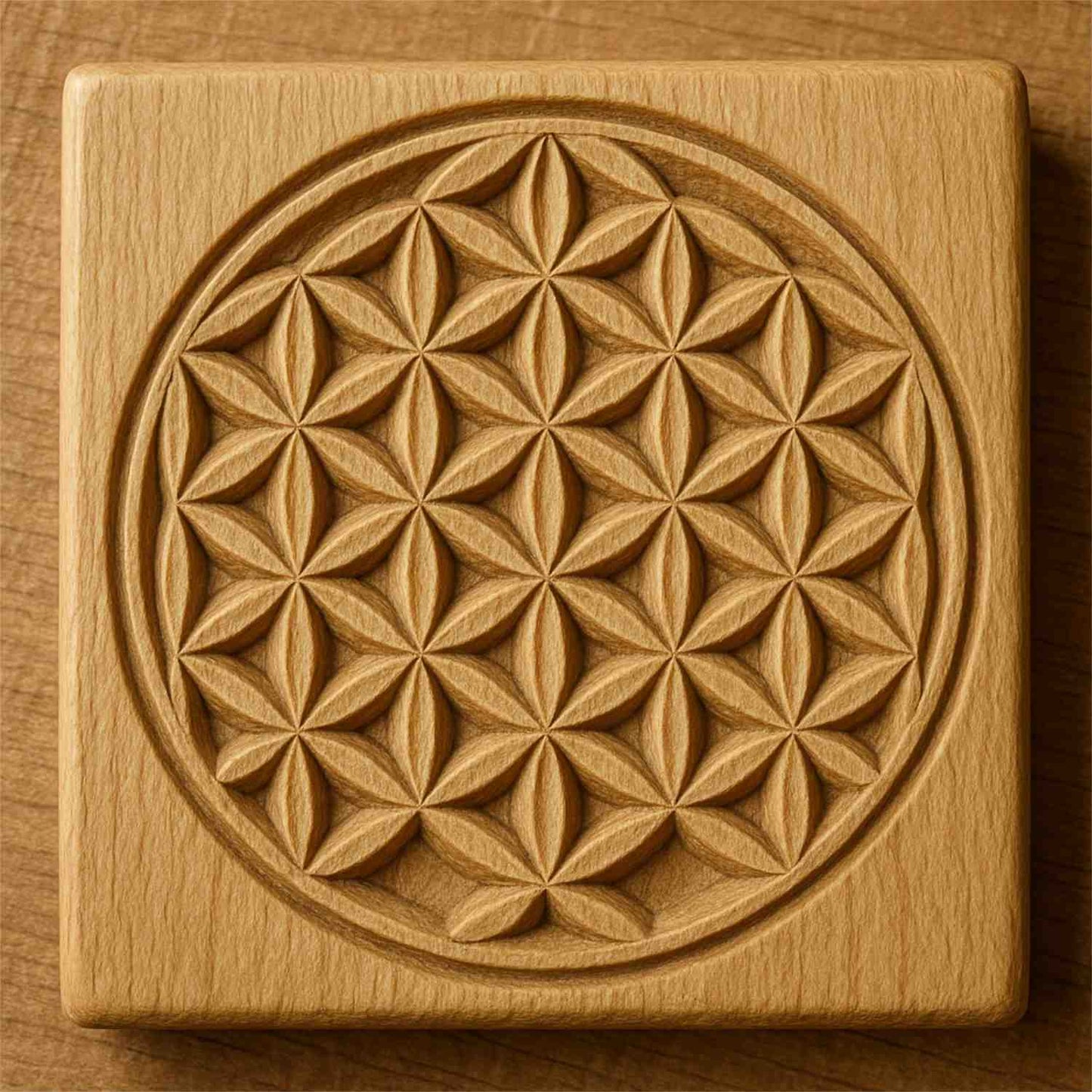 Kerbschnitzrohling 12 x 12 cm mit Mustern