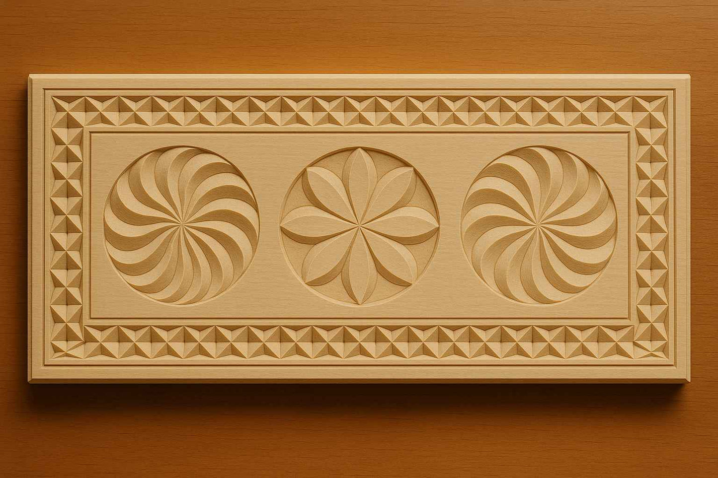 Kerbschnitzrohling 30 x 12 cm mit Mustern