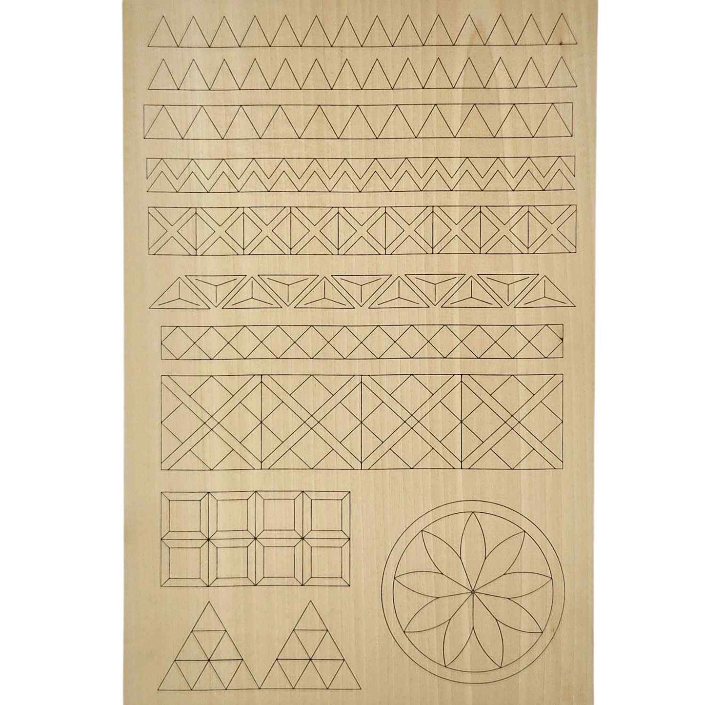 Kerbschnitzrohling 30 x 20 cm mit Mustern